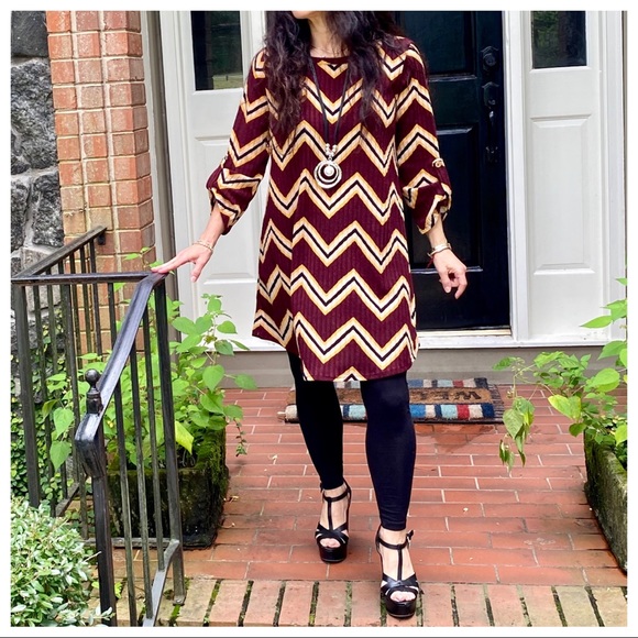 CHEVRON PRINT TUNIC DRESS - Picture 2 of 15